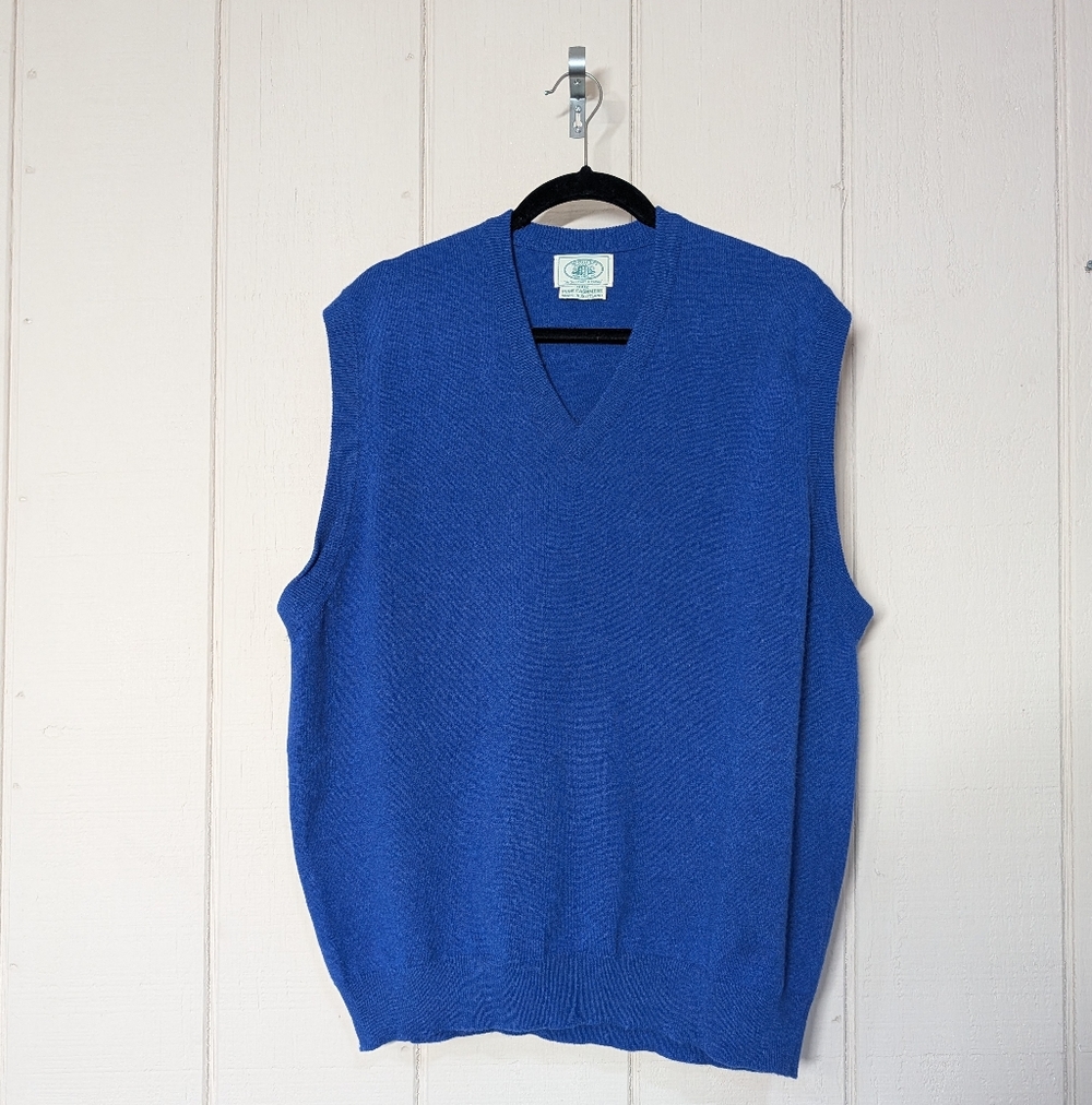 McCulleys Highland‎ NC Scottish Cashmere Sweater Vest Blue Mens XL
